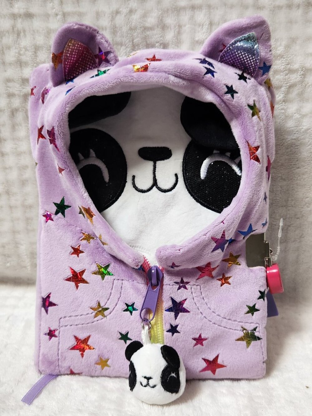 CLAIRE'S Panda Purple Star Sparkle Journal Diary - NEW NWT